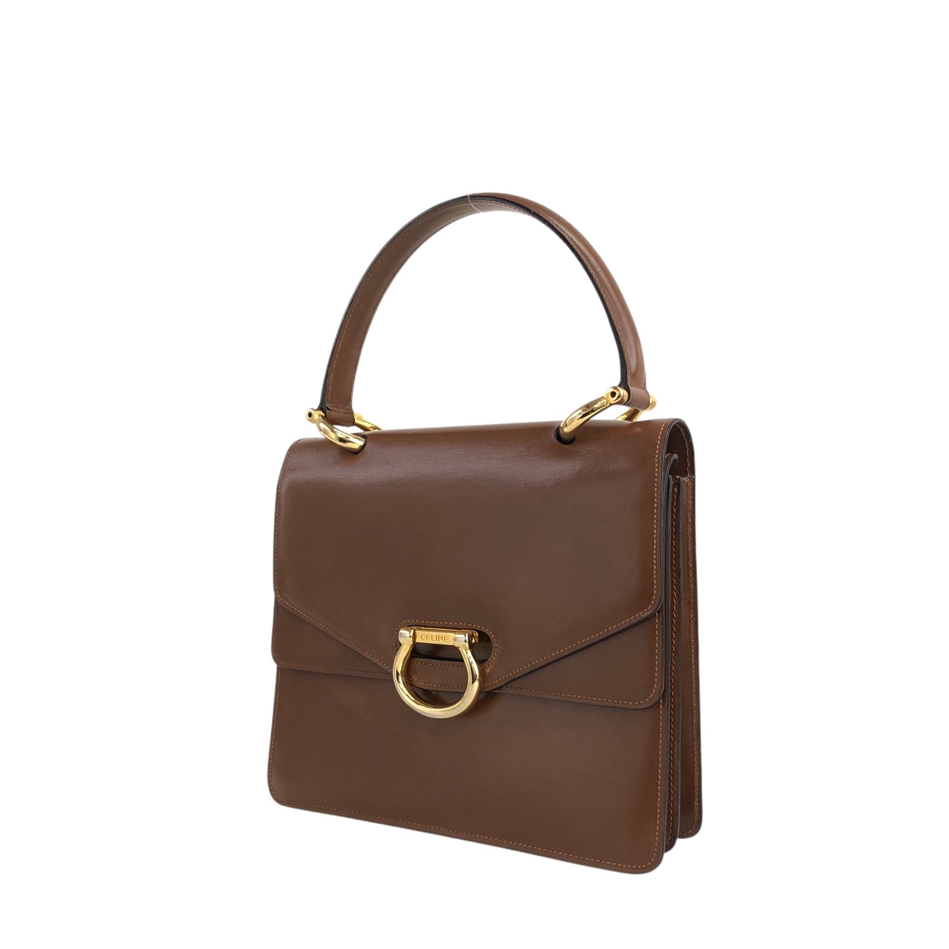 CELINE Horse Bit Double Flap Handbag Brown yxn6s8