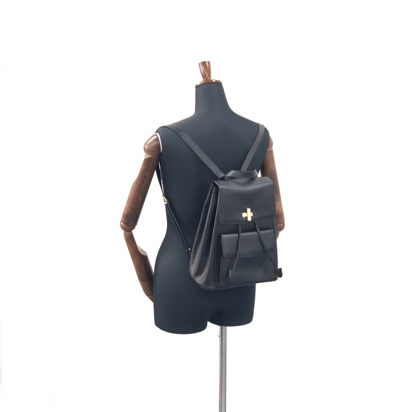 CELINE Turn Lock Leather Backpack Black y4kmst