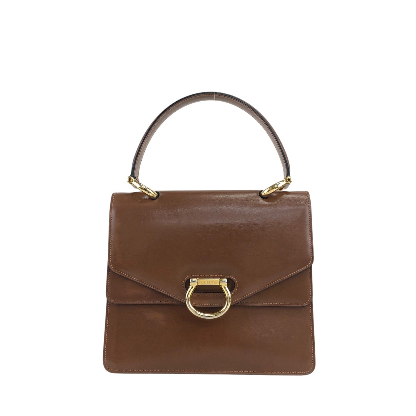 CELINE Horse Bit Double Flap Handbag Brown yxn6s8