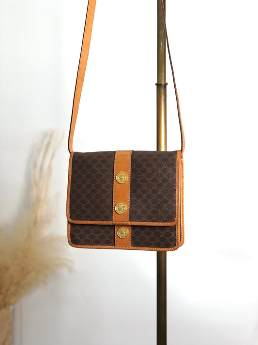 CELINE Macadam Medal Motif Shoulder bag Brown tab6bn