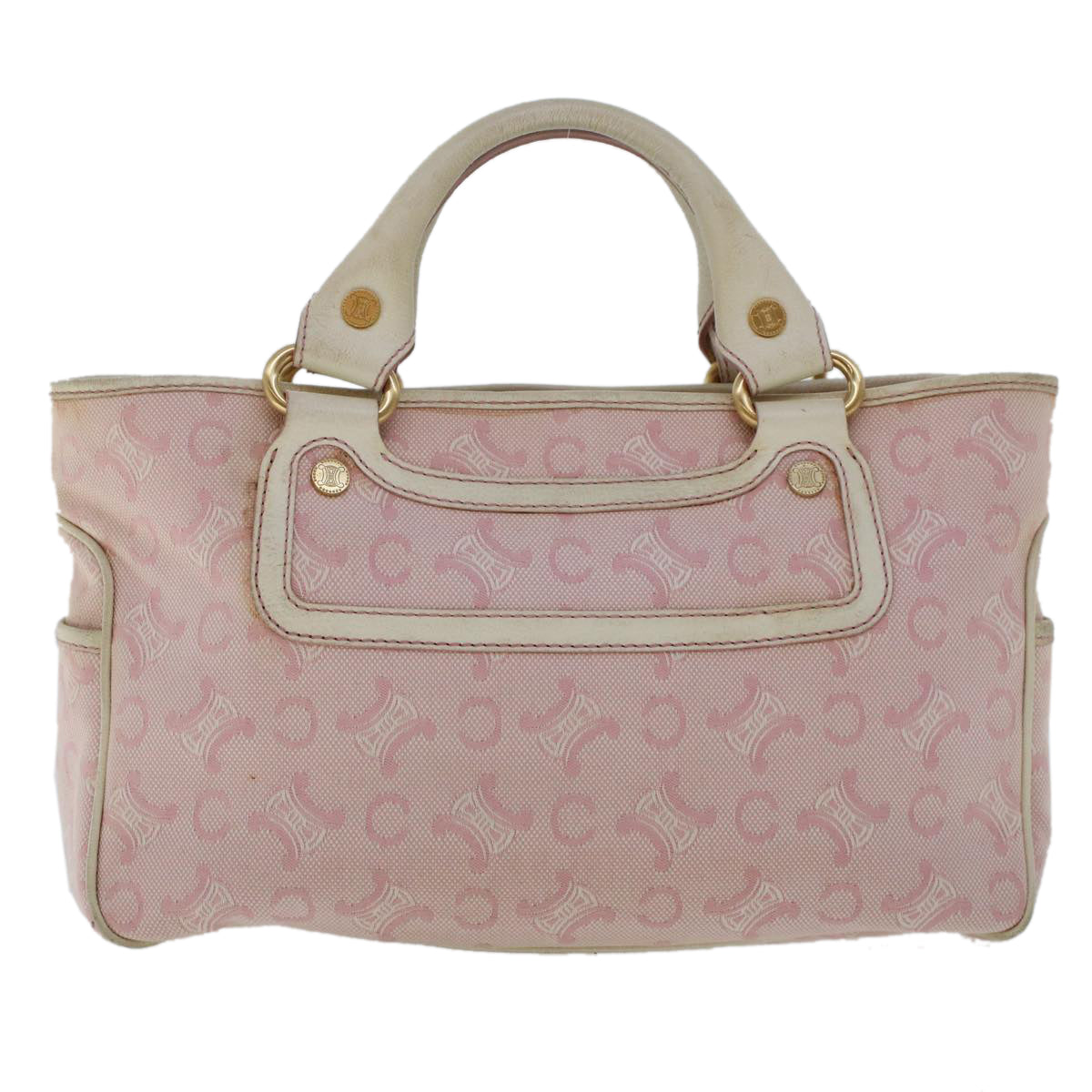 Luxury CELINE C Macadam Canvas Hand Bag Leather Pink yb138