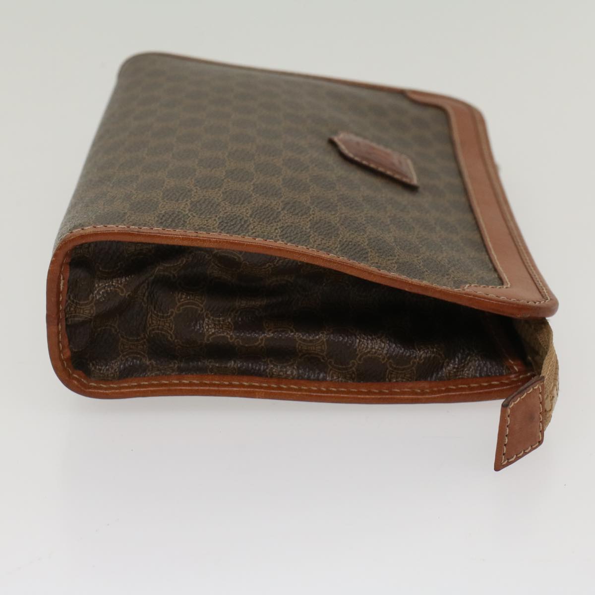 Luxury CELINE Macadam Canvas Clutch Bag PVC Leather Brown yb352