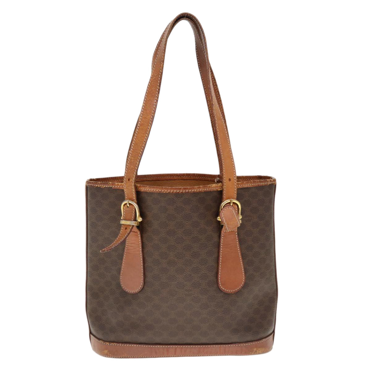 Luxury CELINE Macadam Canvas Shoulder Bag PVC Brown 10346