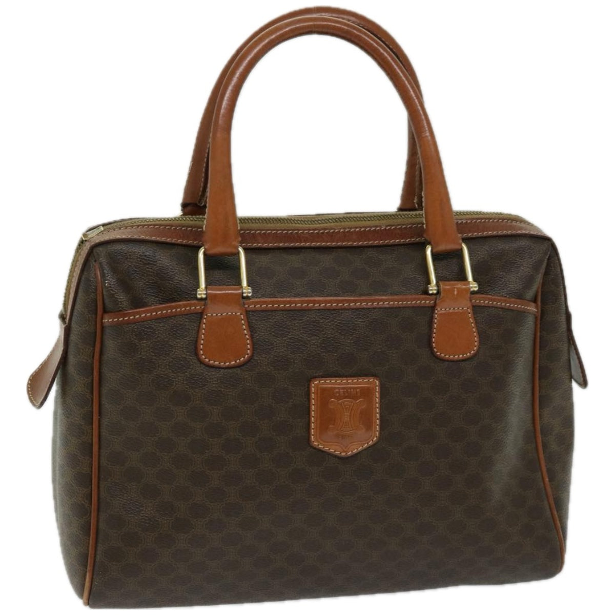Luxury CELINE Macadam Canvas Hand Bag PVC Brown 10689