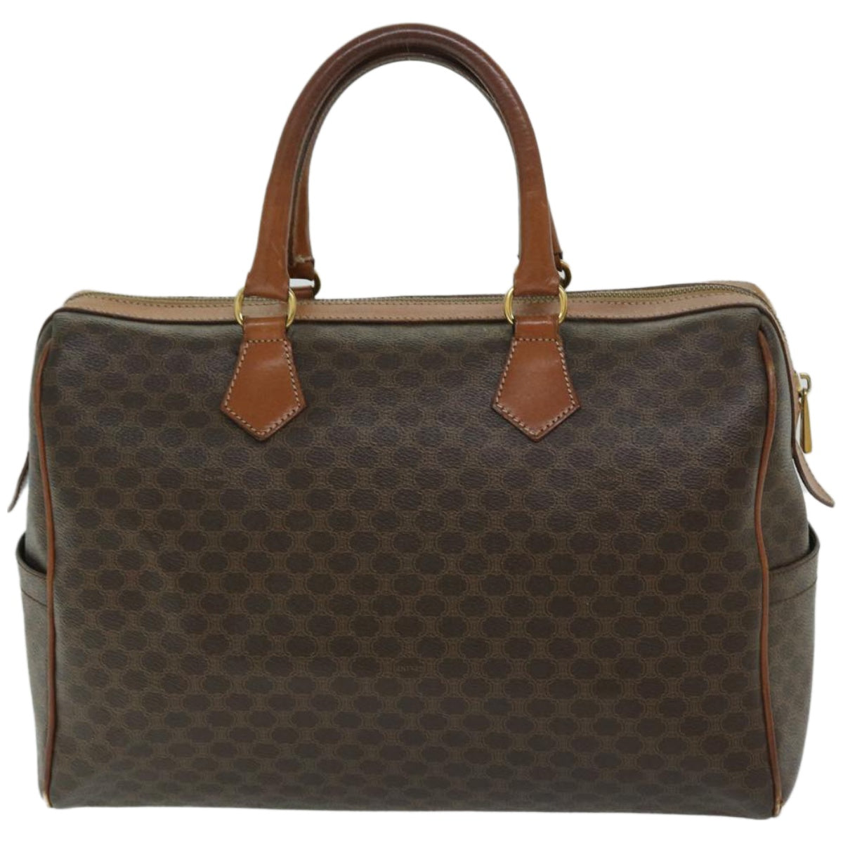 Luxury CELINE Macadam Canvas Boston Bag PVC Brown 10887