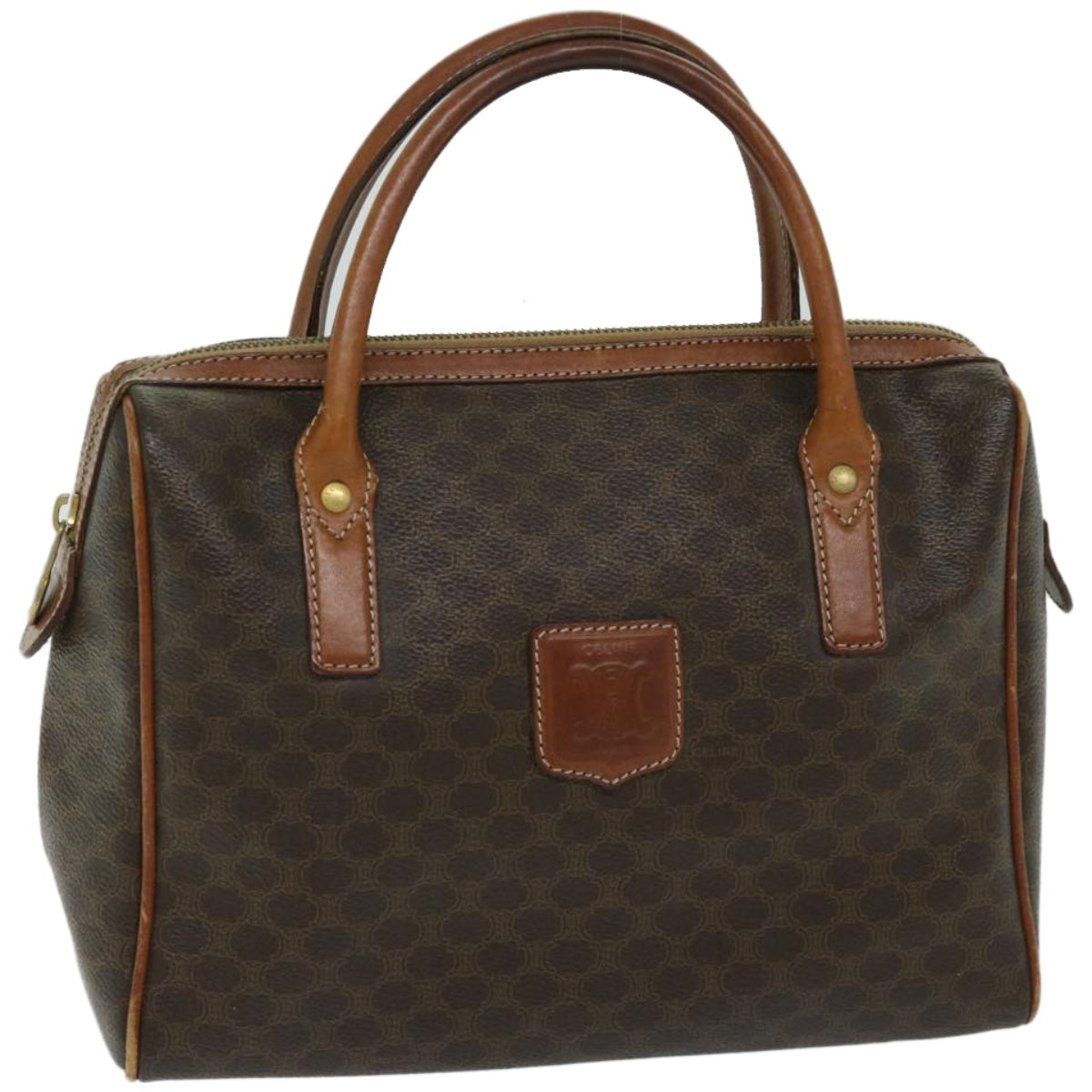 Luxury CELINE Macadam Canvas Hand Bag PVC Brown 10901
