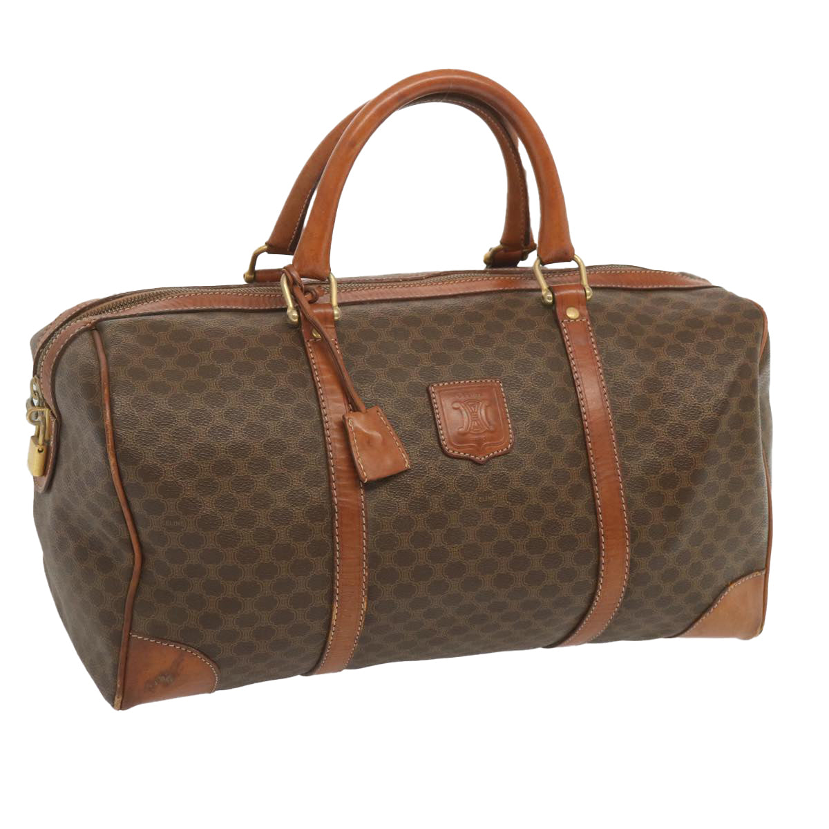 Luxury CELINE Macadam Canvas Boston Bag PVC Brown 11130