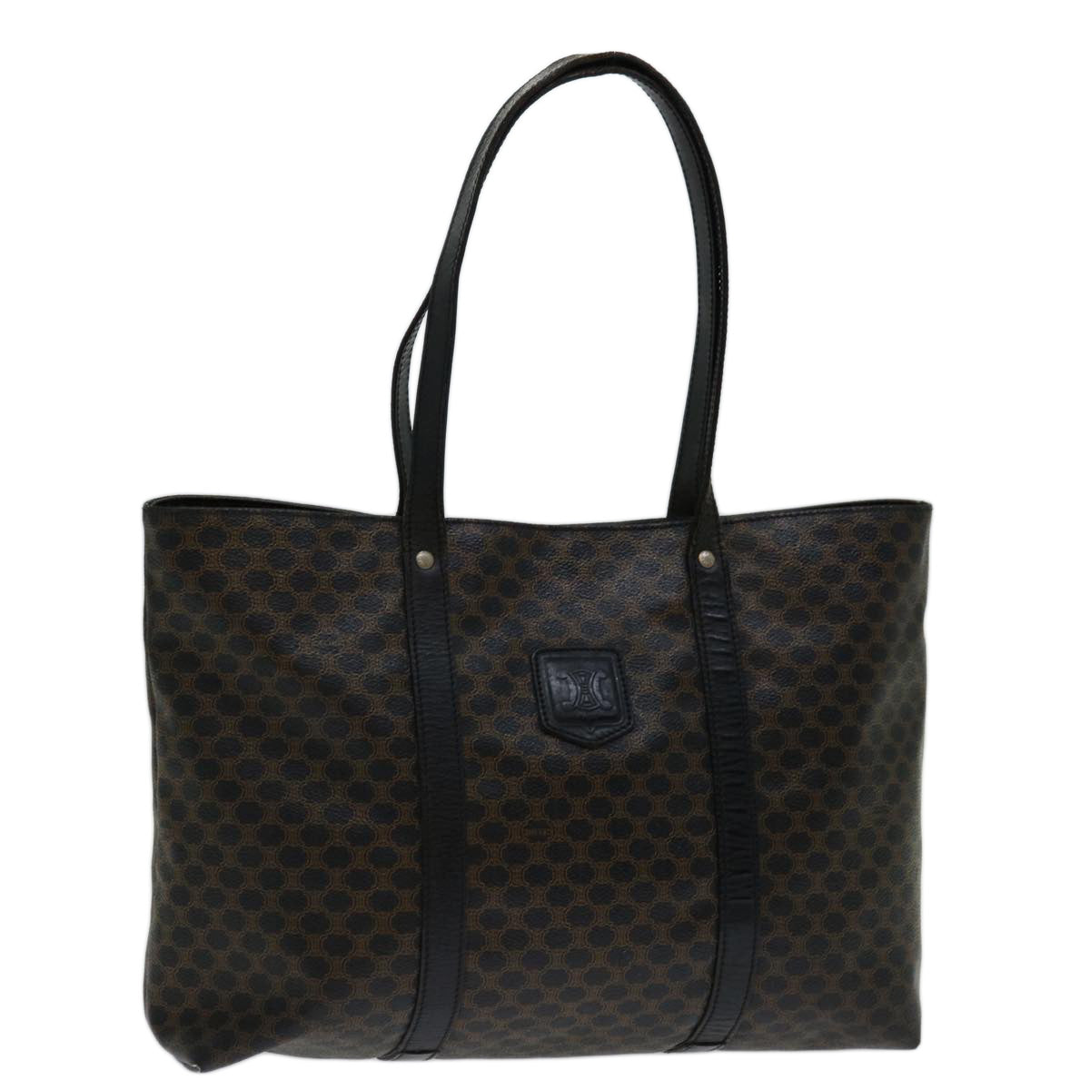 Luxury CELINE Macadam Canvas Tote Bag PVC Black Brown 11411