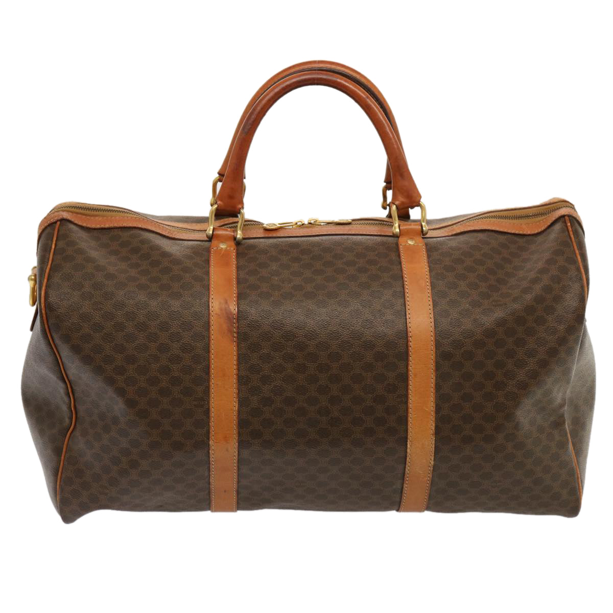 Luxury CELINE Macadam Canvas Boston Bag PVC Brown 11520