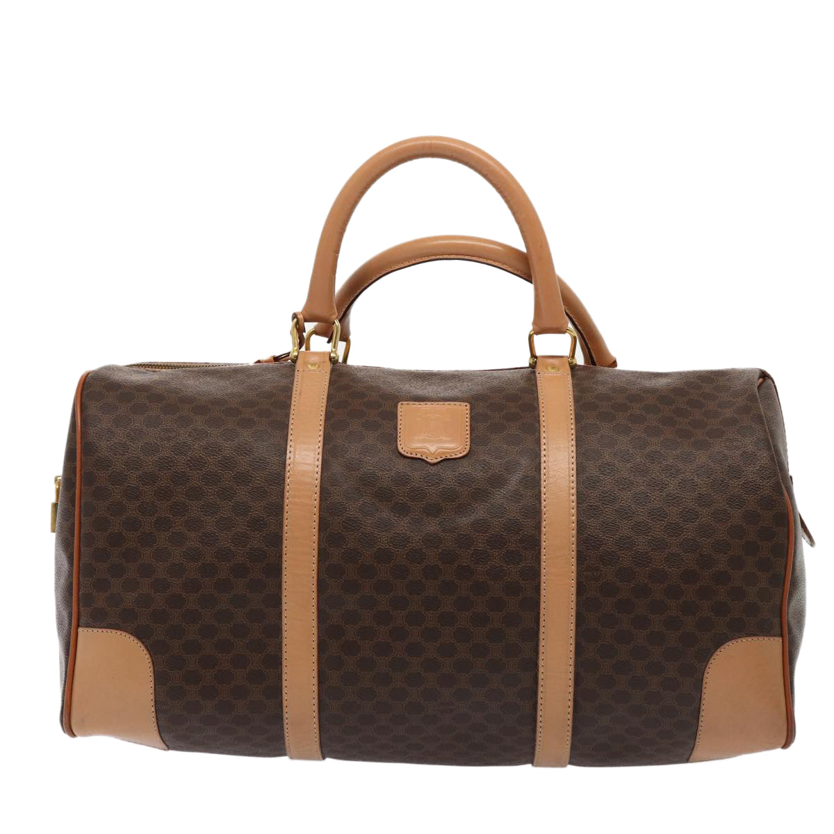 Luxury CELINE Macadam Canvas Boston Bag PVC Leather 3Set Brown Beige 12691
