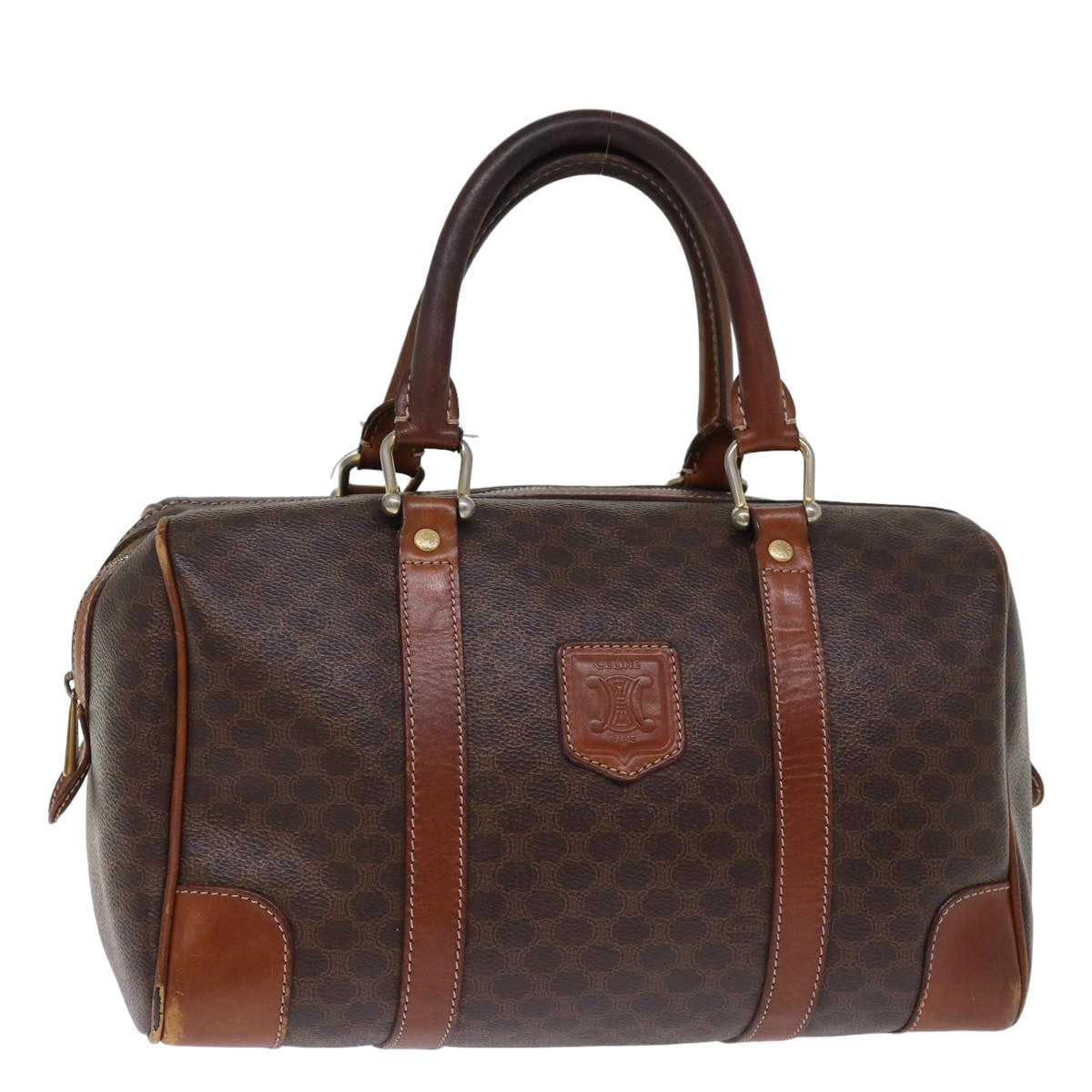 Luxury CELINE Macadam Canvas Hand Bag PVC Leather Brown 13003