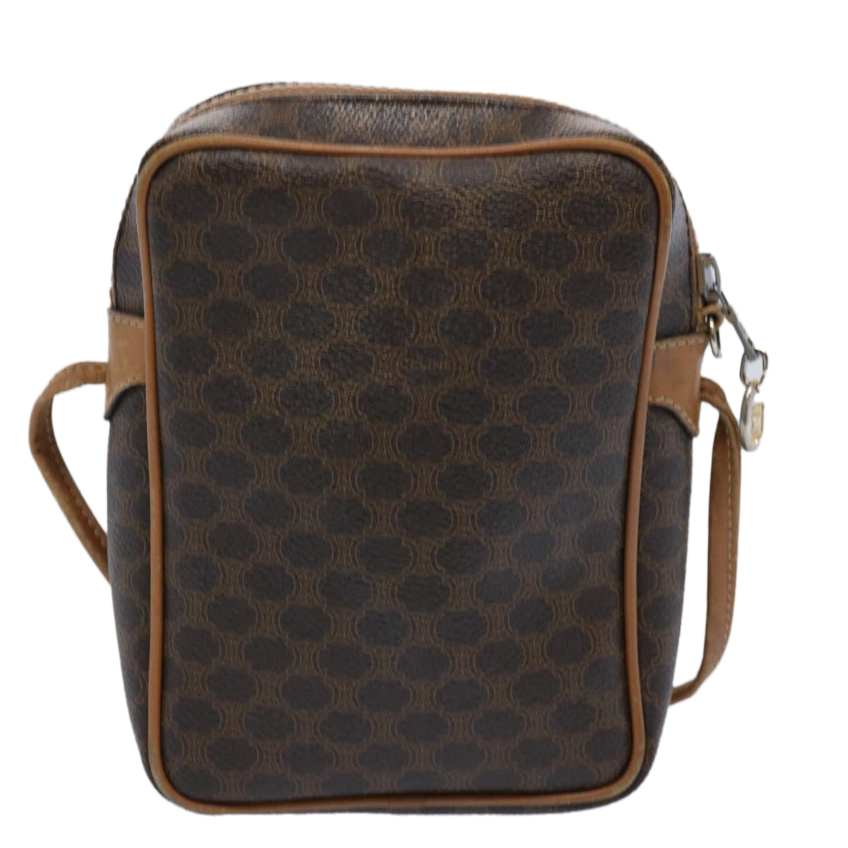 Luxury CELINE Macadam Canvas Shoulder Bag PVC Leather Brown 9733