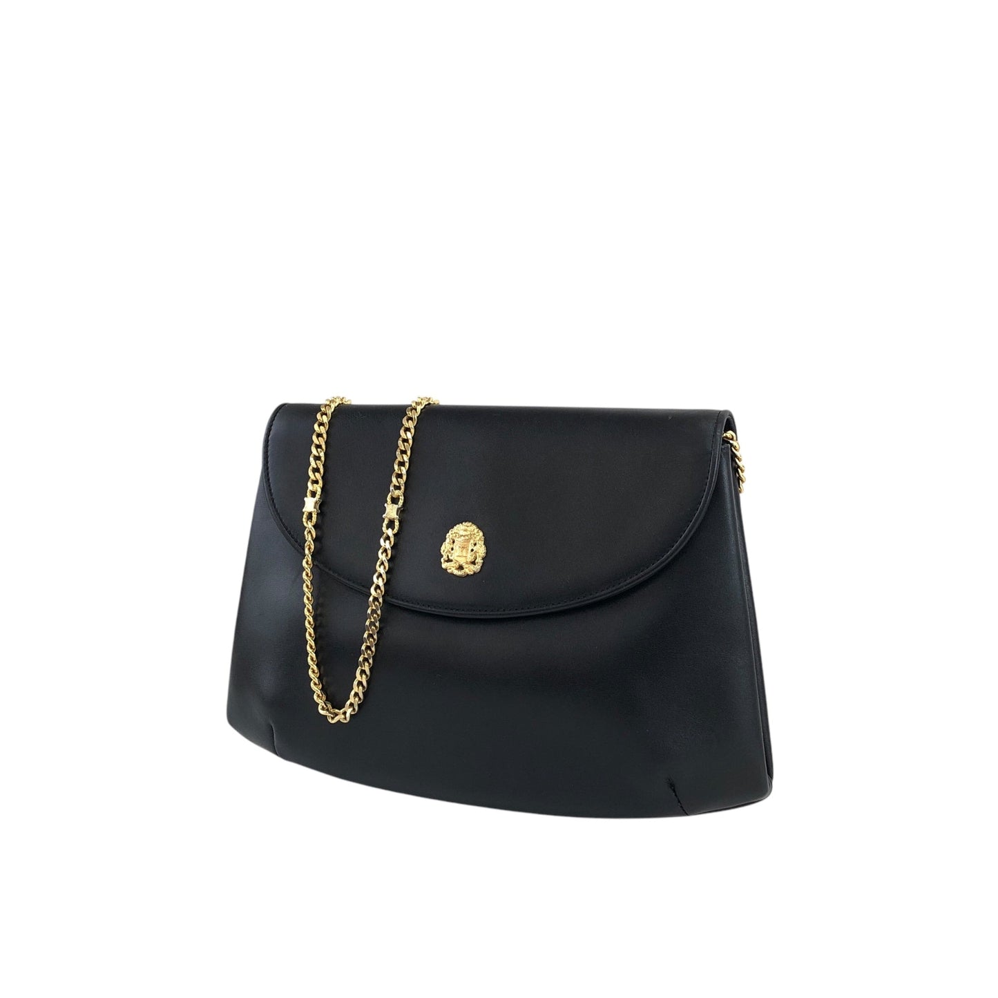 CELINE Emblem Motif Chain Shoulder bag Black hp4pbe