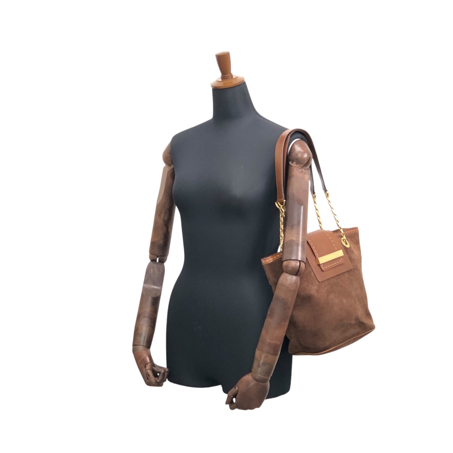 CELINE Logo Handbag Shoulder bag Brown mc6jsa